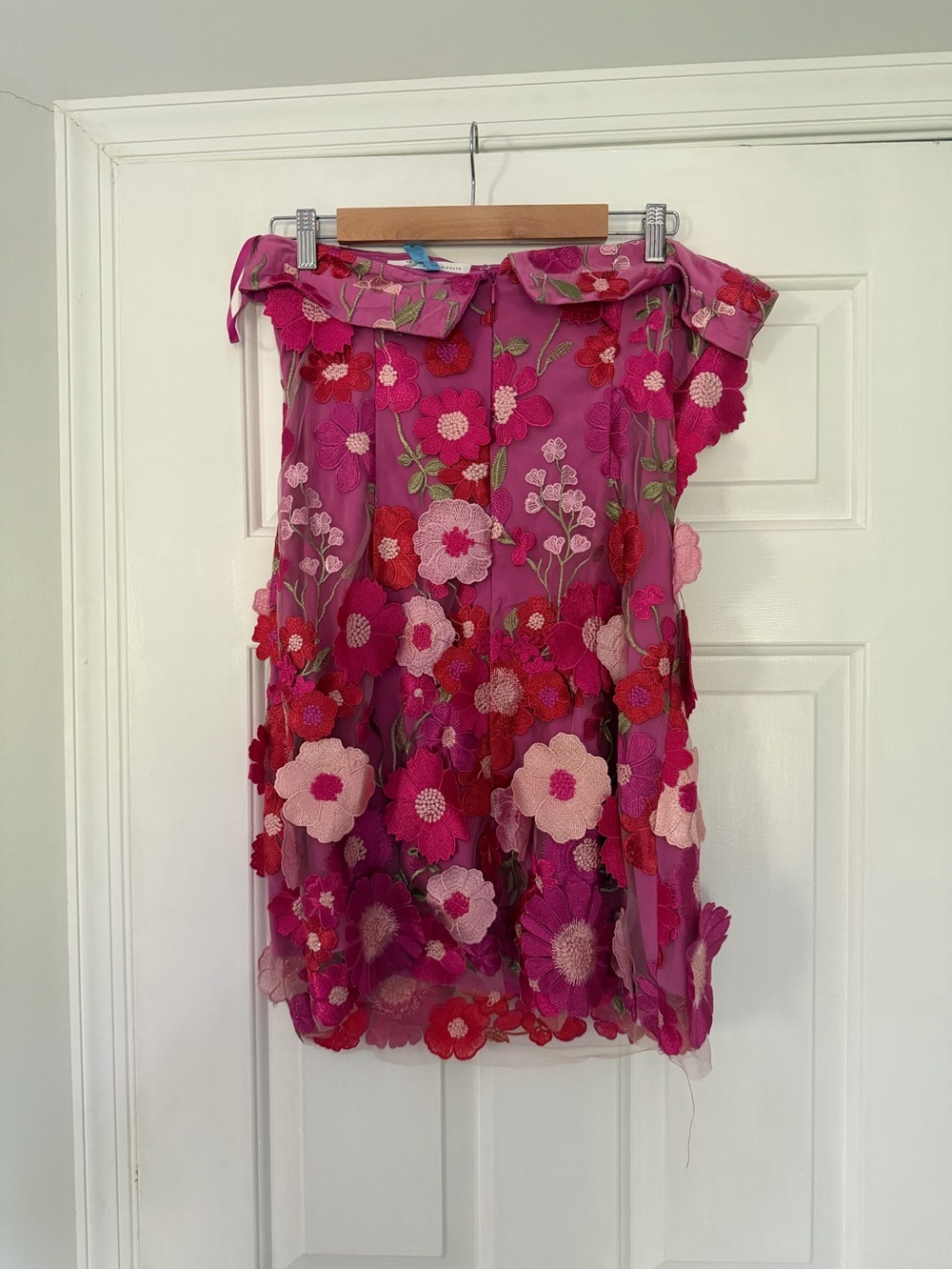 Altar'd State Strapless Hot Pink Floral Appliqué Mini Dress - Picture 6 of 6
